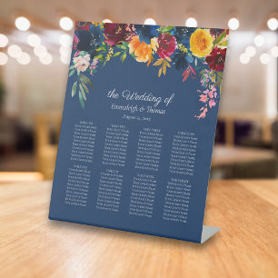 Guests Seating Chart Bright Colour Floral Pedestal Sign