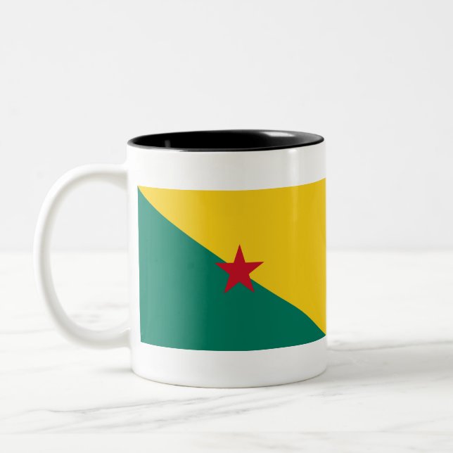 Guiana - Drapeau de la Guyane Flag Two-Tone Coffee Mug (Left)