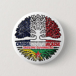 Guiana Guyanese French France Tree Roots Flag 2 Inch Round Button