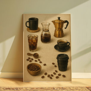 Guide de préparation de café vintage en affiches m