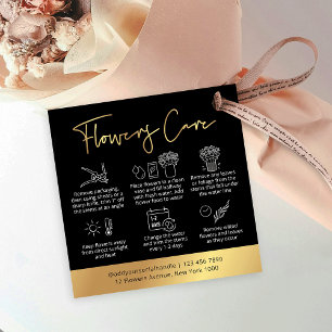 Guide de soins des fleurs de logo noir et or Hang