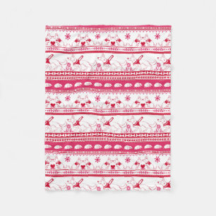 Guide Dog Tale German Shepherd Pattern - Red - Fleece Blanket