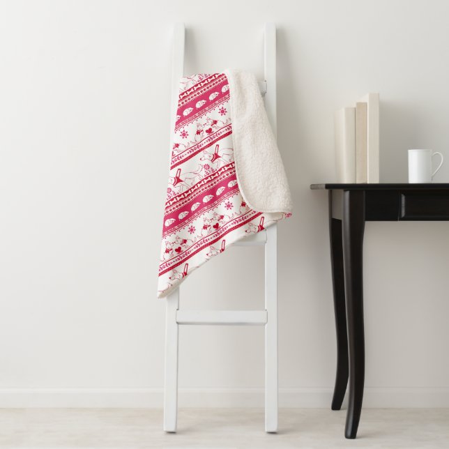 Guide Dog Tale German Shepherd Pattern Red Sherpa Blanket (In Situ)