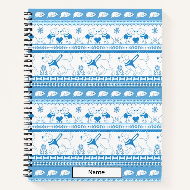 Guide Dog Tale Lab Pattern - Blue - Notebook (Front)