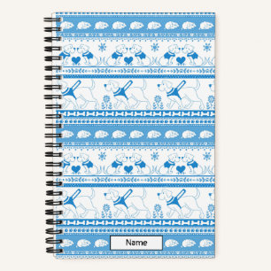 Guide Dog Tale Lab Pattern - Blue - Small Notebook