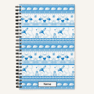 Guide Dog Tale Lab Pattern - Blue - Small Notebook