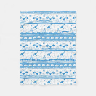 Guide Dog Tale Labs Pattern - Blue - Fleece Blanket
