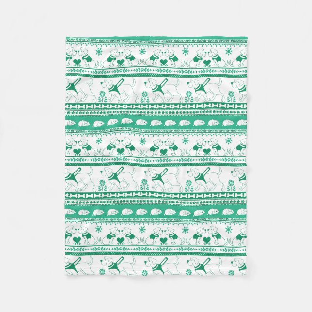 Guide Dog Tale Labs Pattern - Green - Fleece Blanket (Front)