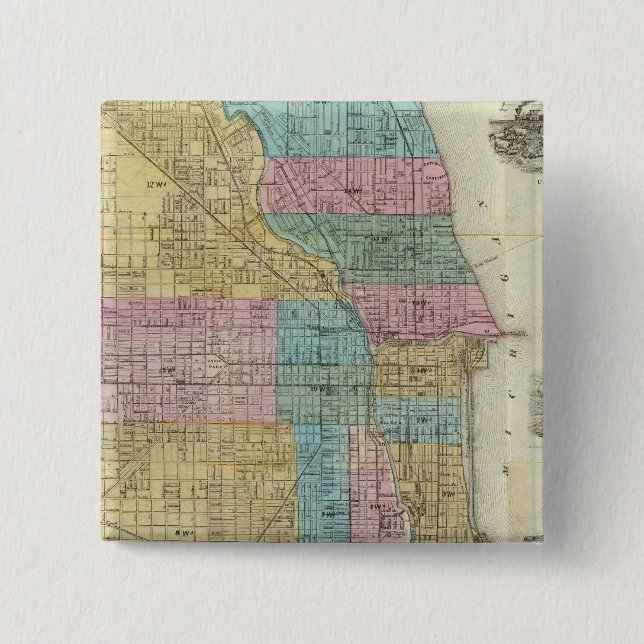Guide Map of Chicago 2 Inch Square Button (Front)