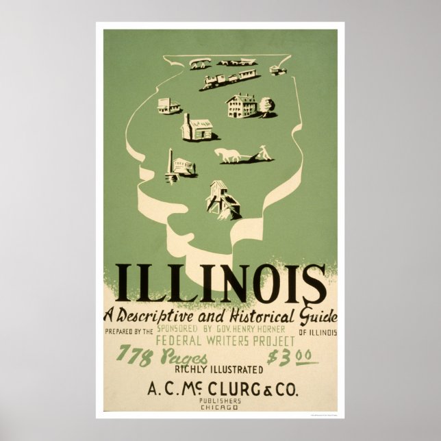 Guide To Illinois 1940 WPA Poster (Front)