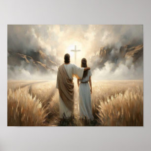 Guided by Faith, Christian Art, Jesus and Woman,  Poster