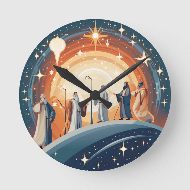 Guided by Light – Celestial Journey Round Clock (Front)