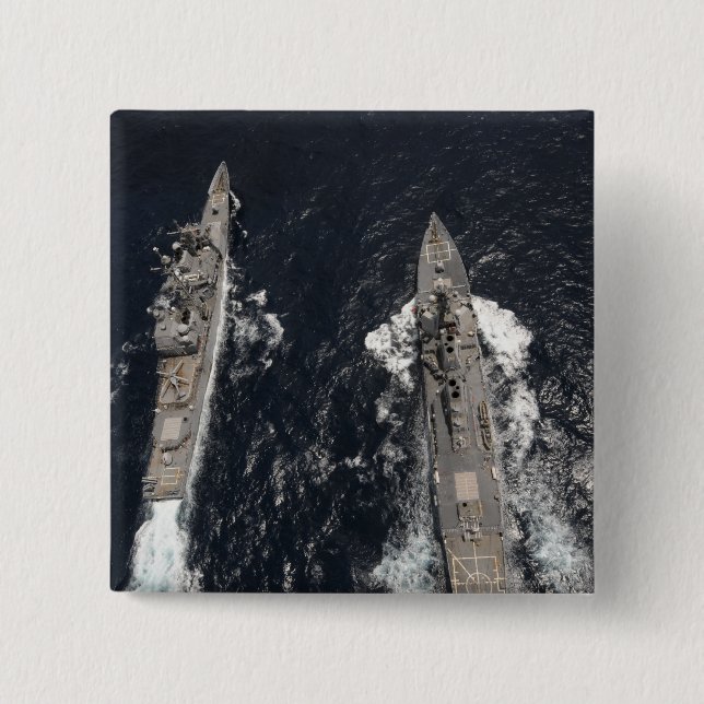 Guided-missile destroyer USS Gridley 2 Inch Square Button (Front)