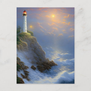 Guiding Light Cliff Lighthouse Digital Art  Postcard