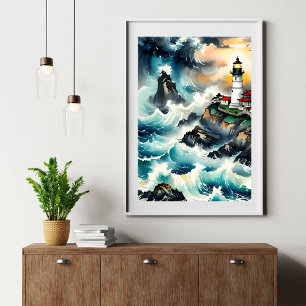 Guiding Light - Serene Lighthouse Scene Poster