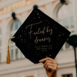 Guiding Stars Inspirational Quote Graduation Cap Topper<br><div class="desc">Elegant black and gold celestial stars graduation cap design with the quote "Fuelled by dreams and guided by the light of our own stars."</div>