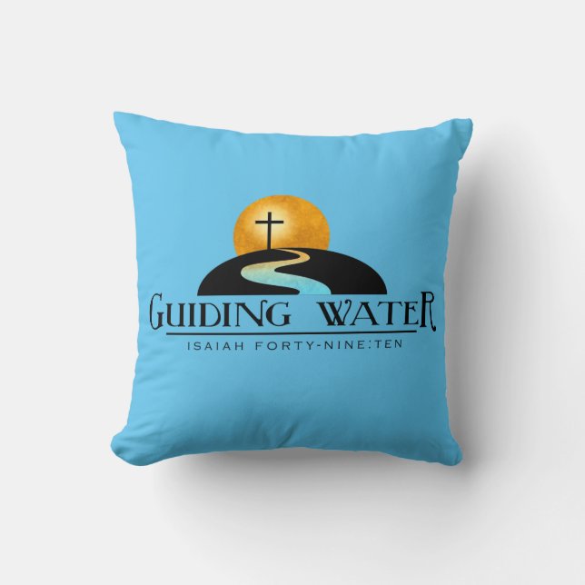 Guiding Water Religious Design Throw Pillow (Front)