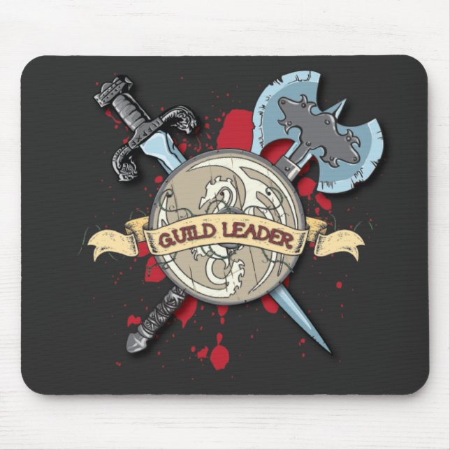 GUILD LEADER Tattoo - Sword, Axe, and Shield Mouse Pad (Front)
