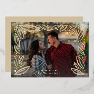 Guilded Foiliage Photo Gold Foil Holiday Card