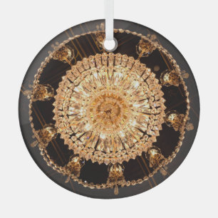 Guildhall Elegance: Antique Chandelier View Glass Ornament