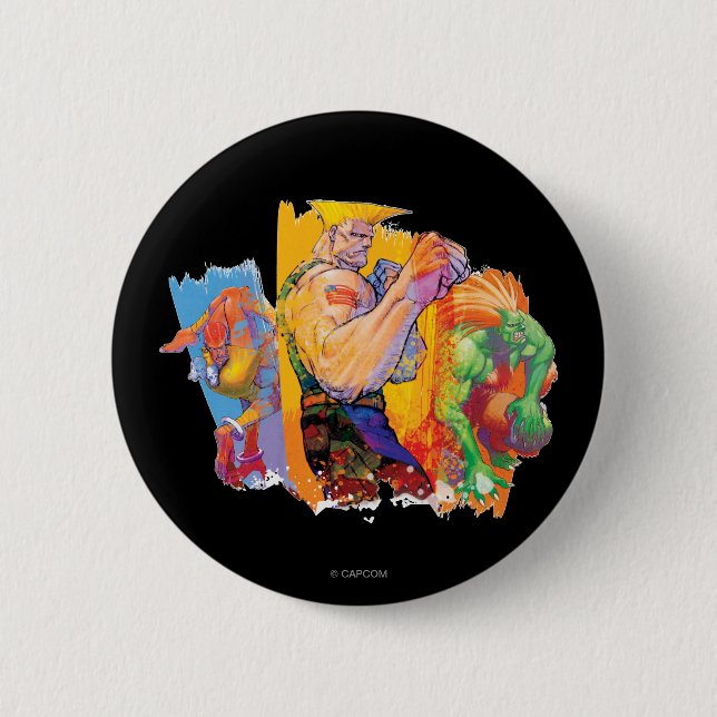 Guile, Blanka & Dhalsim 2 Inch Round Button (Front)