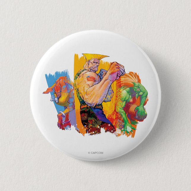 Guile, Blanka & Dhalsim 2 Inch Round Button (Front)