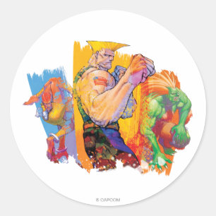 Guile, Blanka & Dhalsim Classic Round Sticker