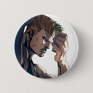 Guile Combing Hair 2 Inch Round Button