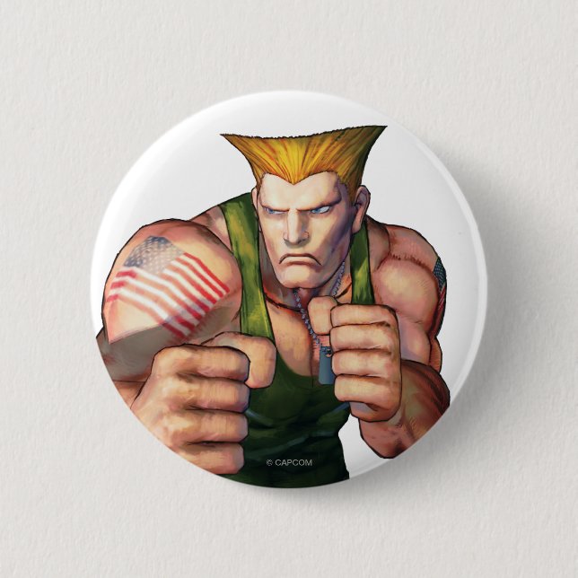 Guile With Fists 2 Inch Round Button (Front)