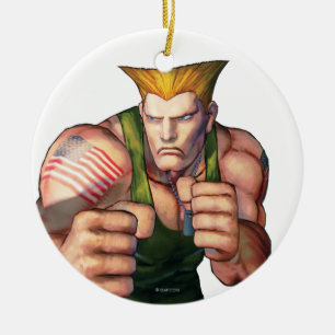 Guile With Fists Ceramic Ornament