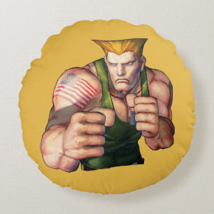 Guile With Fists Round Pillow
