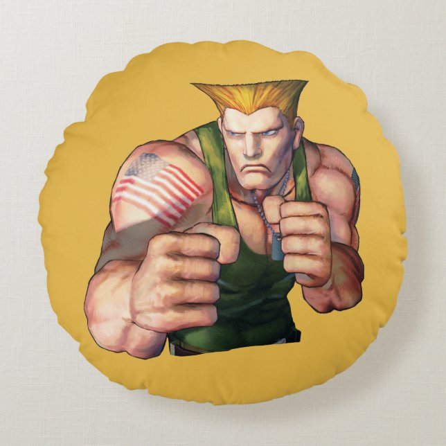 Guile With Fists Round Pillow (Front)