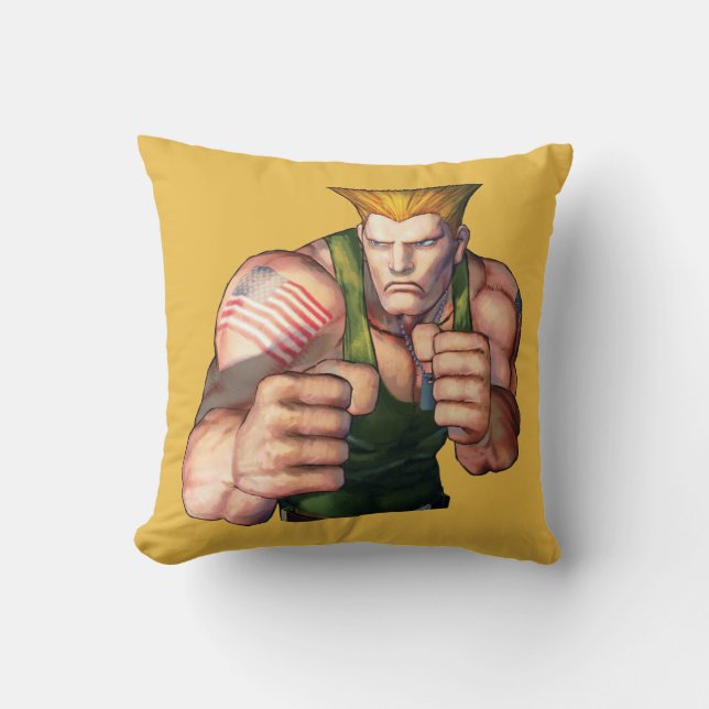 Guile With Fists Throw Pillow (Front)
