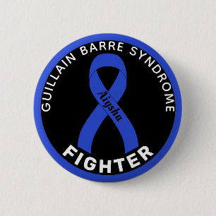 Guillain Barre Syndrome Fighter Ribbon Black 2 Inch Round Button