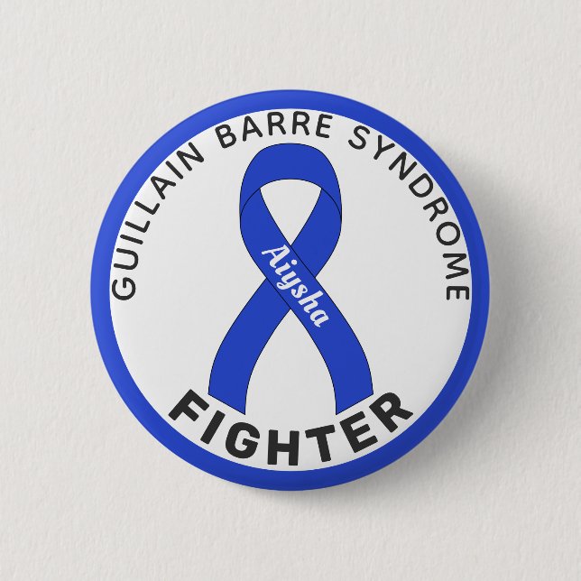 Guillain Barre Syndrome Fighter Ribbon White 2 Inch Round Button (Front)