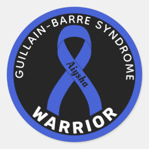 Guillain-Barre Syndrome Warrior Ribbon Black Classic Round Sticker