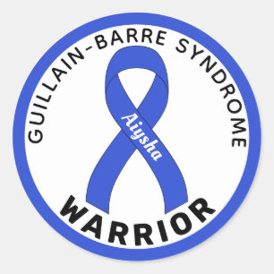 Guillain-Barre Syndrome Warrior Ribbon White Classic Round Sticker