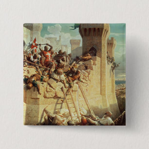 Guillaume de Clermont defending Ptolemais 2 Inch Square Button