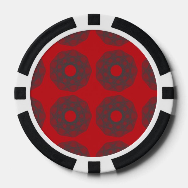 Guilloche Net pattern red Poker Chips (Front)