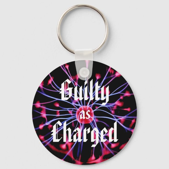 Guilty as Charged Plasma Ball Keychain (Front)