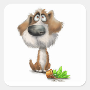 Guilty Shaggy Dog Cartoon Square Sticker