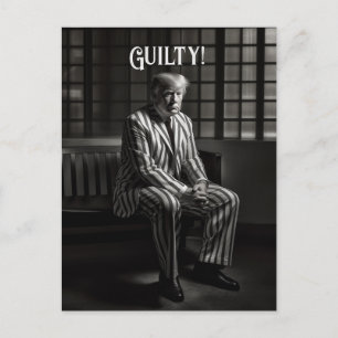 Guilty Trump in Jail Black and White Postcard