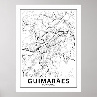 Guimarães Town Map Classic Line Poster