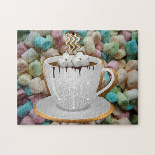 Guimauves et puzzle de photo de chocolat chaud