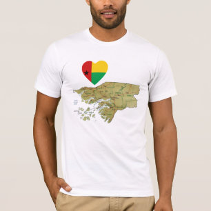 Guinea-Bissau Flag Heart and Map T-Shirt