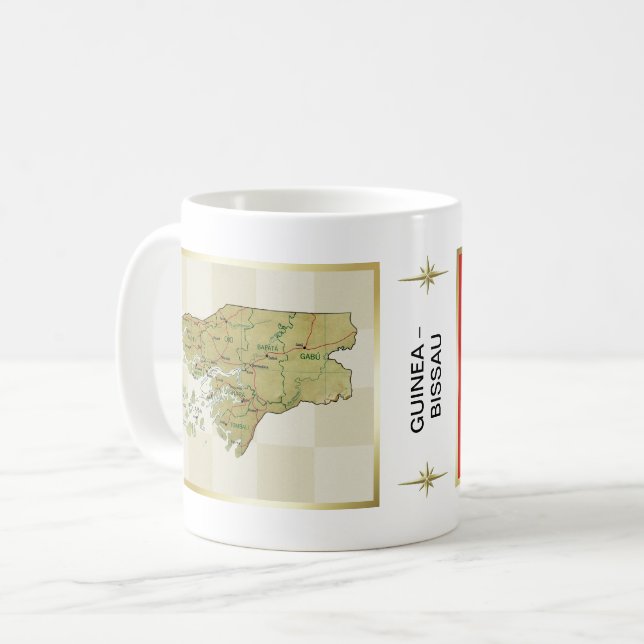 Guinea-Bissau Flag + Map Mug (Front Left)