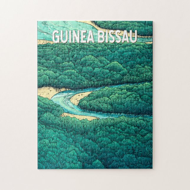 Guinea Bissau Illustration Travel Art Vintage Jigsaw Puzzle (Vertical)