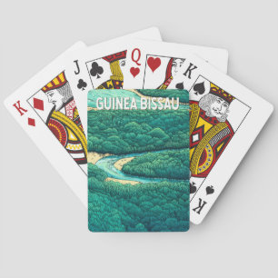 Guinea Bissau Illustration Travel Art Vintage Playing Cards