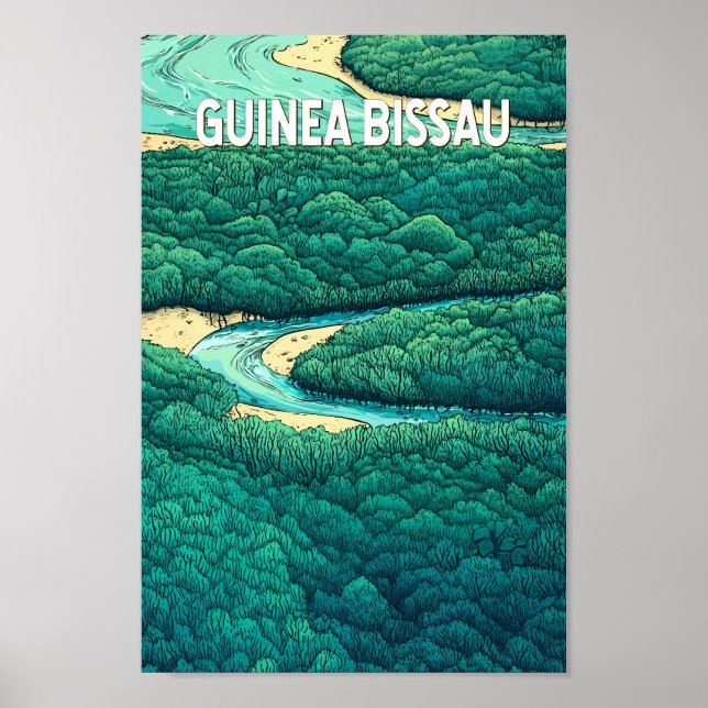 Guinea Bissau Illustration Travel Art Vintage Poster (Front)