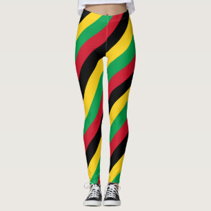 Guinea-Bissau National Flag Colours Striped Leggin Leggings